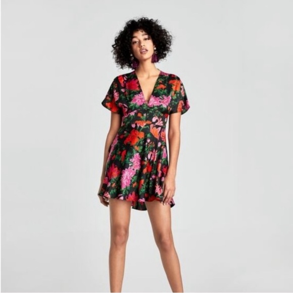 floral mini dress zara